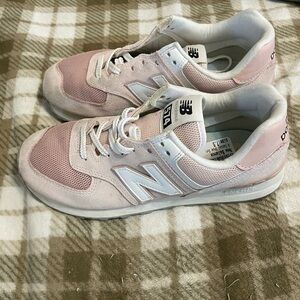 New Balance Pink and White Lace-Up Sneakers